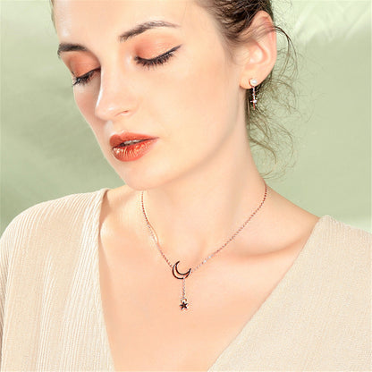 18K Rose Gold-Plated Moon & Star Pendant Necklace