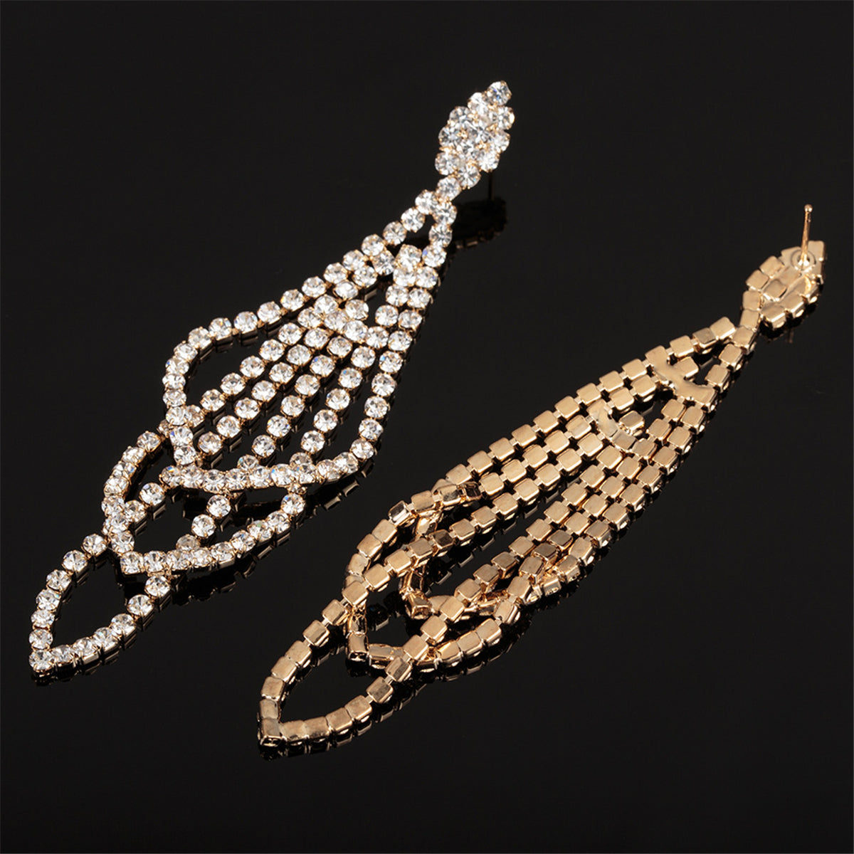 Cubic Zirconia & 18K Gold-Plated Layer Drop Earrings