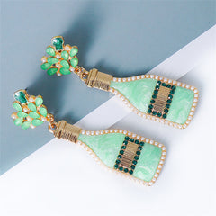 Green Crystal Popping Champagne Drop Earrings