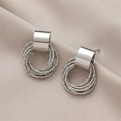 Silver-Plated Multi-Hoop Stud Earrings