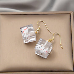 Clear Resin & 18K Gold-Plated Joker Cube Drop Earrings