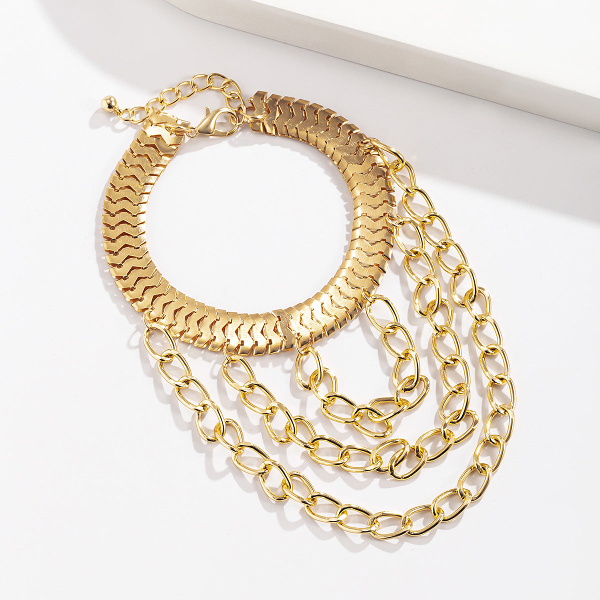 18K Gold-Plated Snake Chain Layered-Tassel Anklet, gold anklet bracelet, vintage-inspired design, lifestyle look