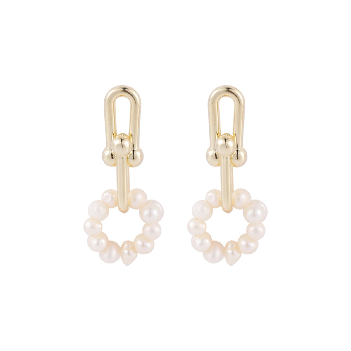 Pearl & 18K Gold-Plated Vachette Clasp Hoop Drop Earrings