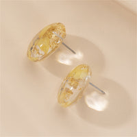 Yellow Floral & Silver-Plated Earrings