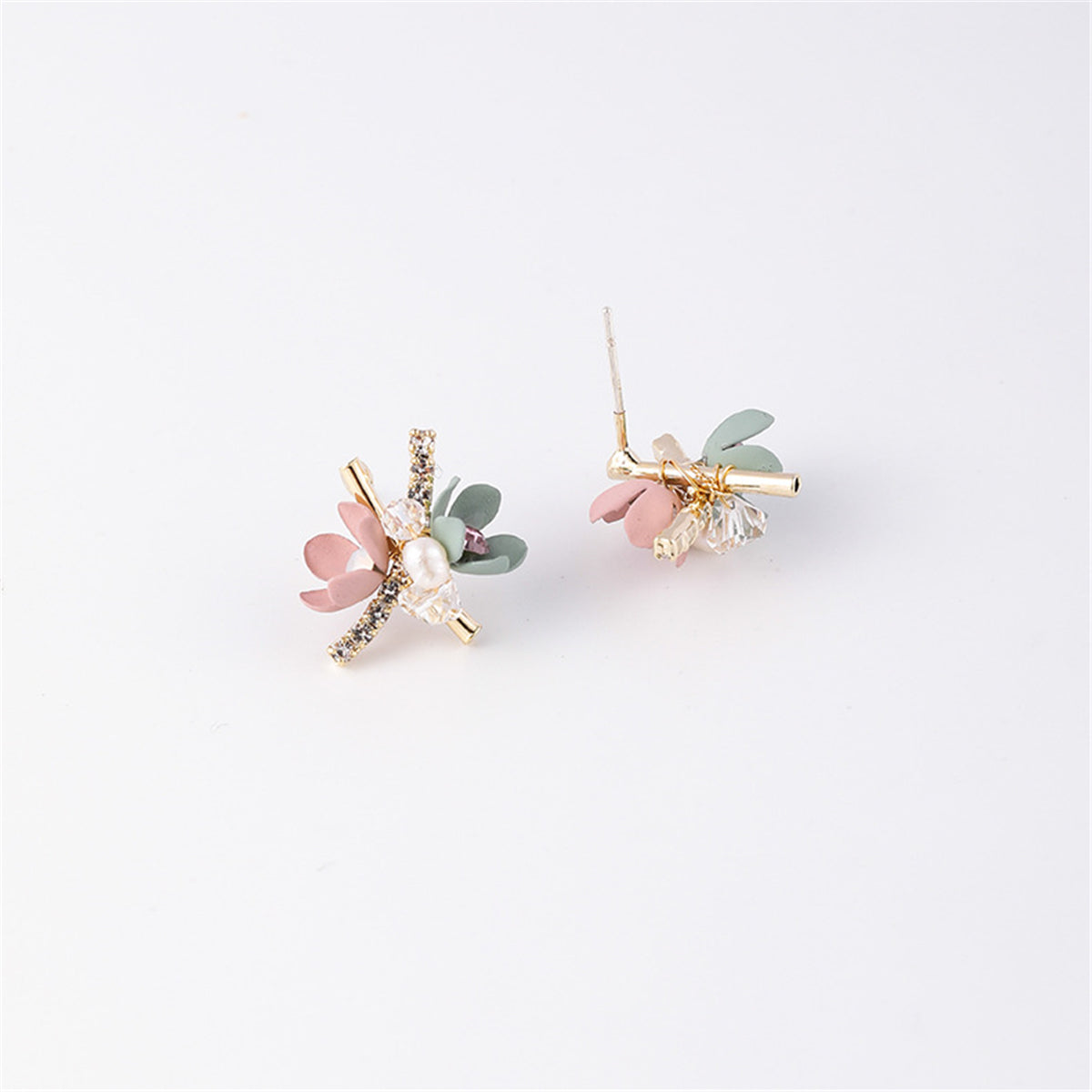 Cubic Zirconia and 18K Gold-Plated Flower Stud Earrings, gold stud earrings for women, everyday style, lifestyle look