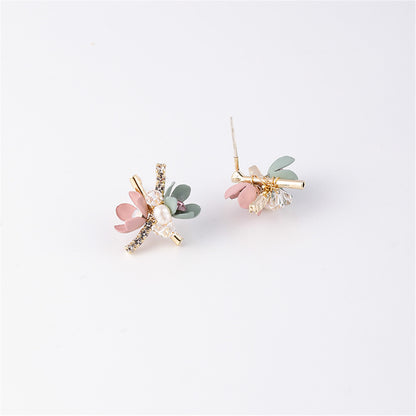 Cubic Zirconia and 18K Gold-Plated Flower Stud Earrings, gold stud earrings for women, everyday style, lifestyle look