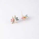 Cubic Zirconia & 18k Gold-Plated Flower Stud Earrings