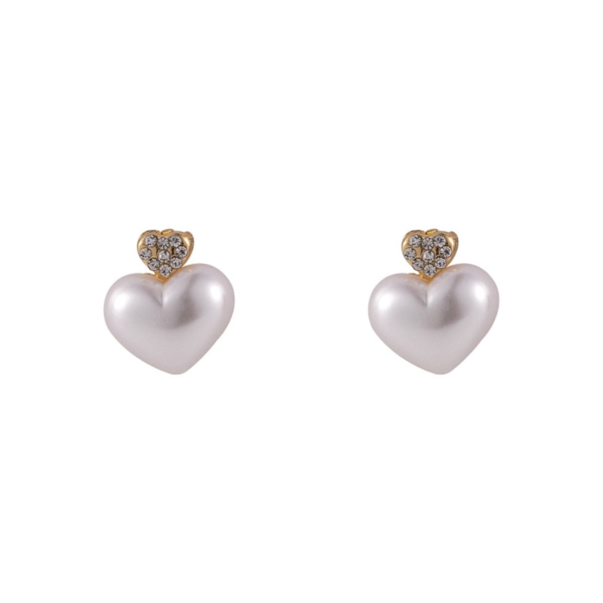 Pearl & Cubic Zirconia Heart Stud Earrings