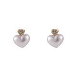 Pearl & Cubic Zirconia Heart Stud Earrings