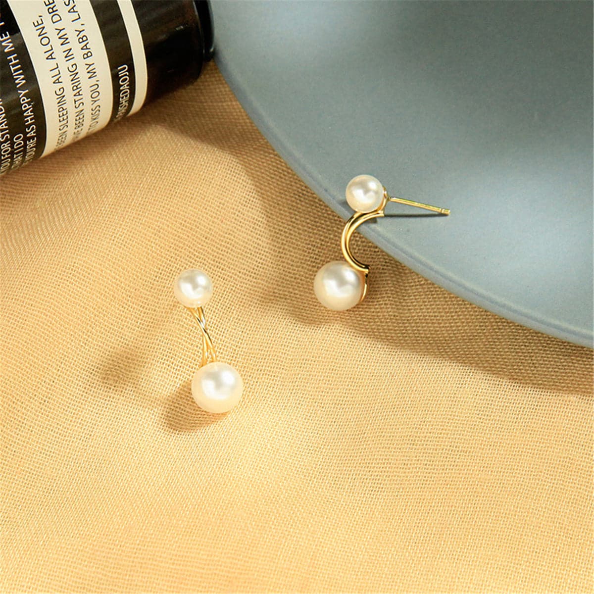 Pearl & 18K Gold-Plated Double Drop Earrings
