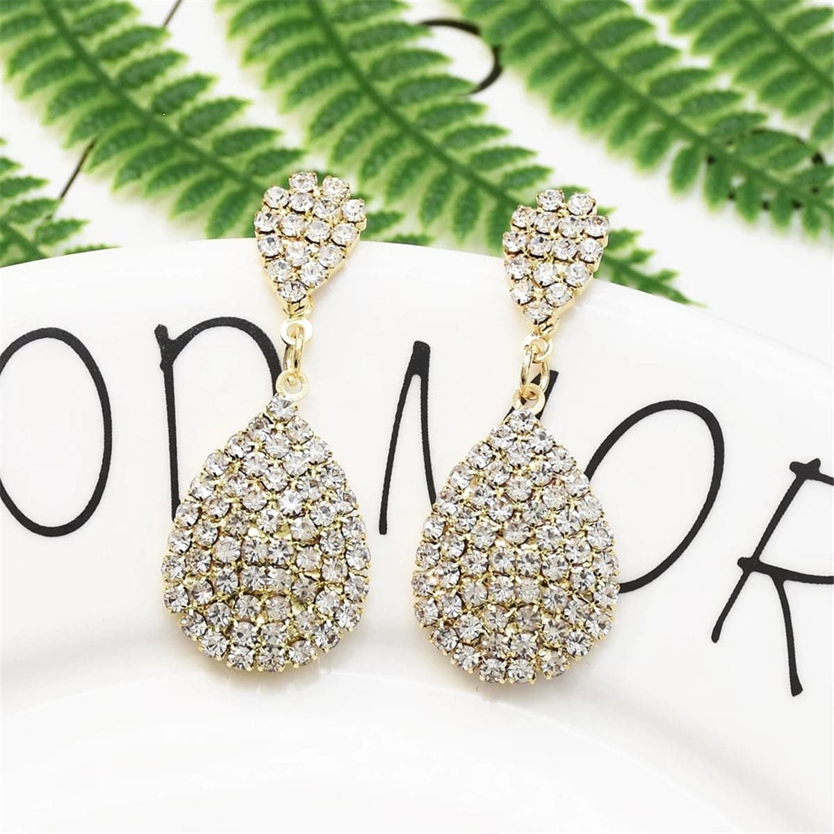 Cubic Zirconia & 18K Gold-Plated Pave Drop Earrings