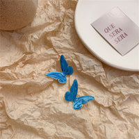 Blue Enamel & 18k Gold-Plated Butterfly Stud Earrings