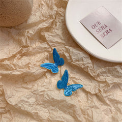 Blue Enamel & 18K Gold-Plated Butterfly Stud Earrings