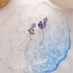 Cubic Zirconia & Crystal Silver-Plated Star Drop Earrings