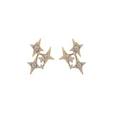 Cubic Zirconia & 18k Gold-Plate Star Cluster Stud Earrings