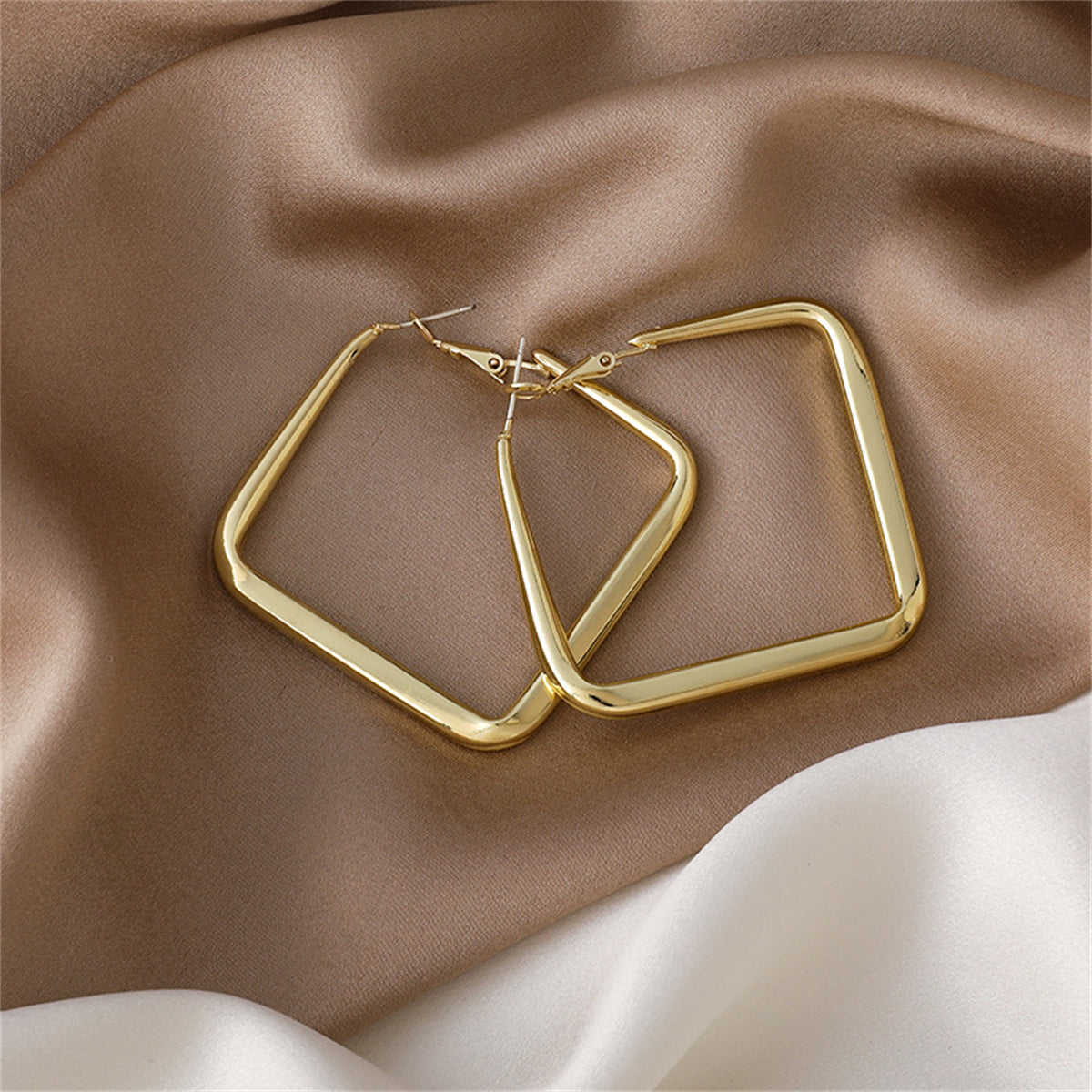 18K Gold-Plated Open Square Hoop Earrings