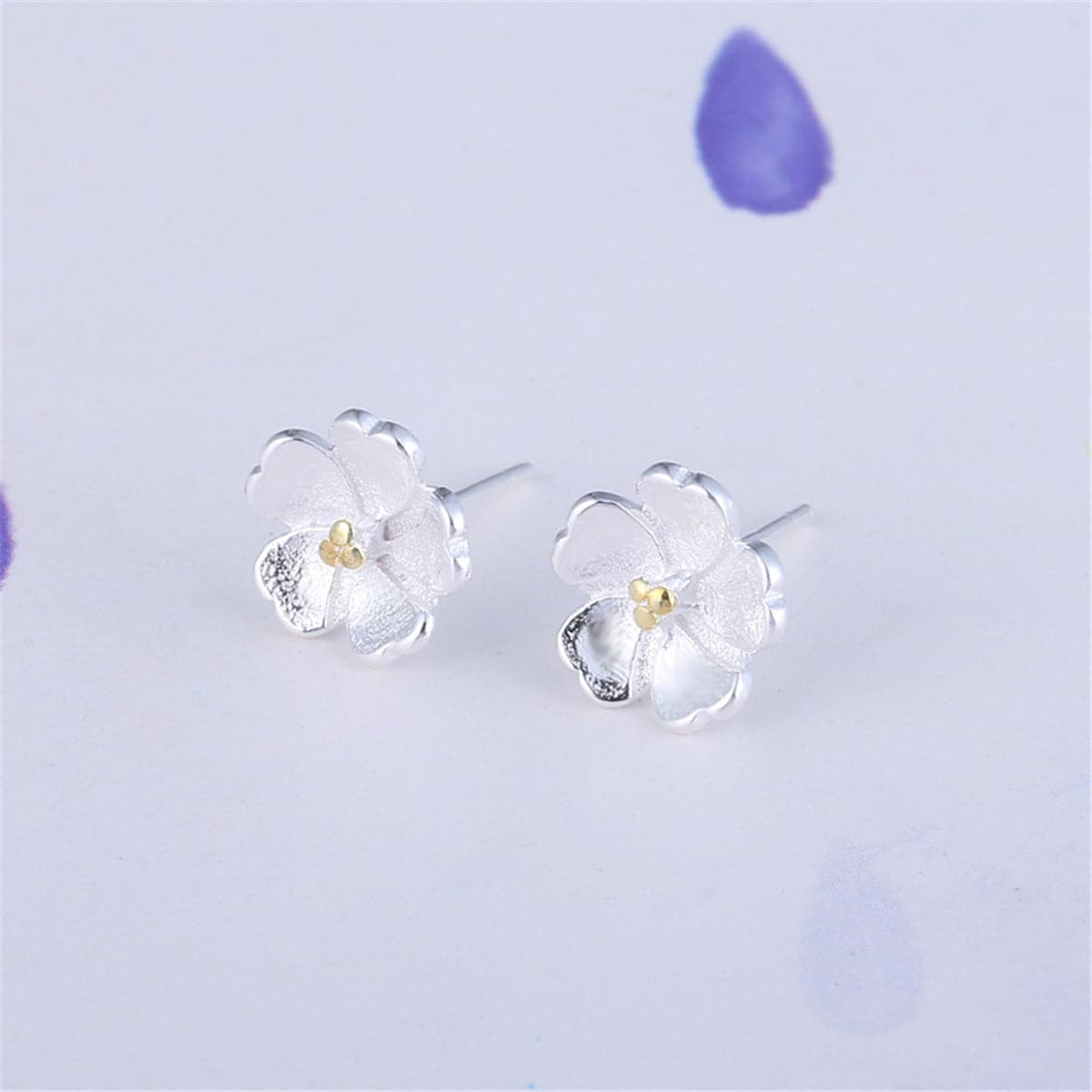 Two-Tone Sakura Floral Stud Earrings