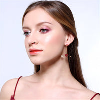 Red cubic zirconia & 18k Gold-Plated Arrow Heart Drop Earrings - streetregion