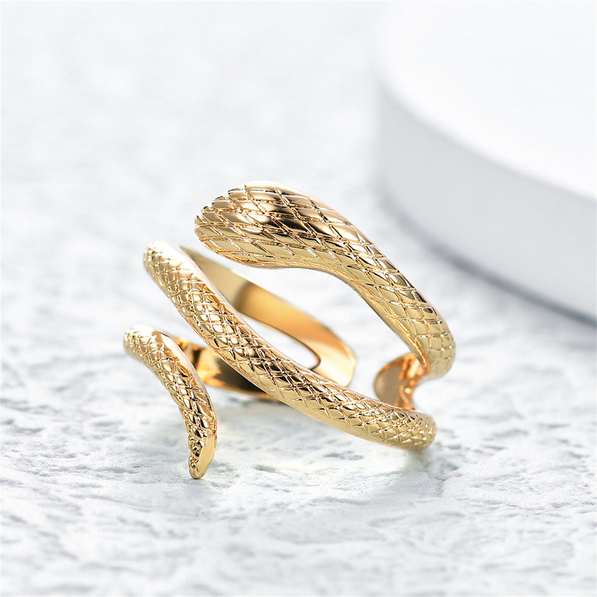 18K Gold-Plated Snake Coiled Open Ring