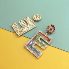 Crystal & Cubic Zirconia Letter E Drop Earrings