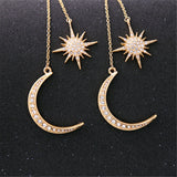 Cubic Zirconia & Goldtone Sun & Moon Drop Earrings