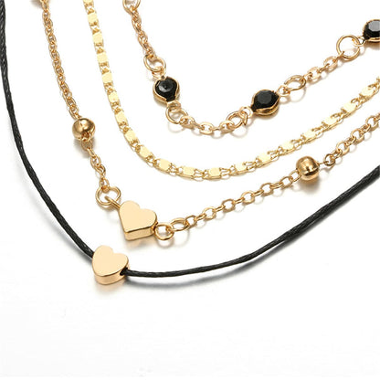 Cubic Zirconia and 18K Gold-Plated Heart Anklet Set, jewelry gift sets for women, dainty minimalist design, lifestyle look