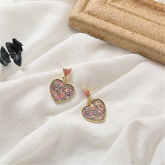 Sequin & 18K Gold-Plated Heart Drop Earrings