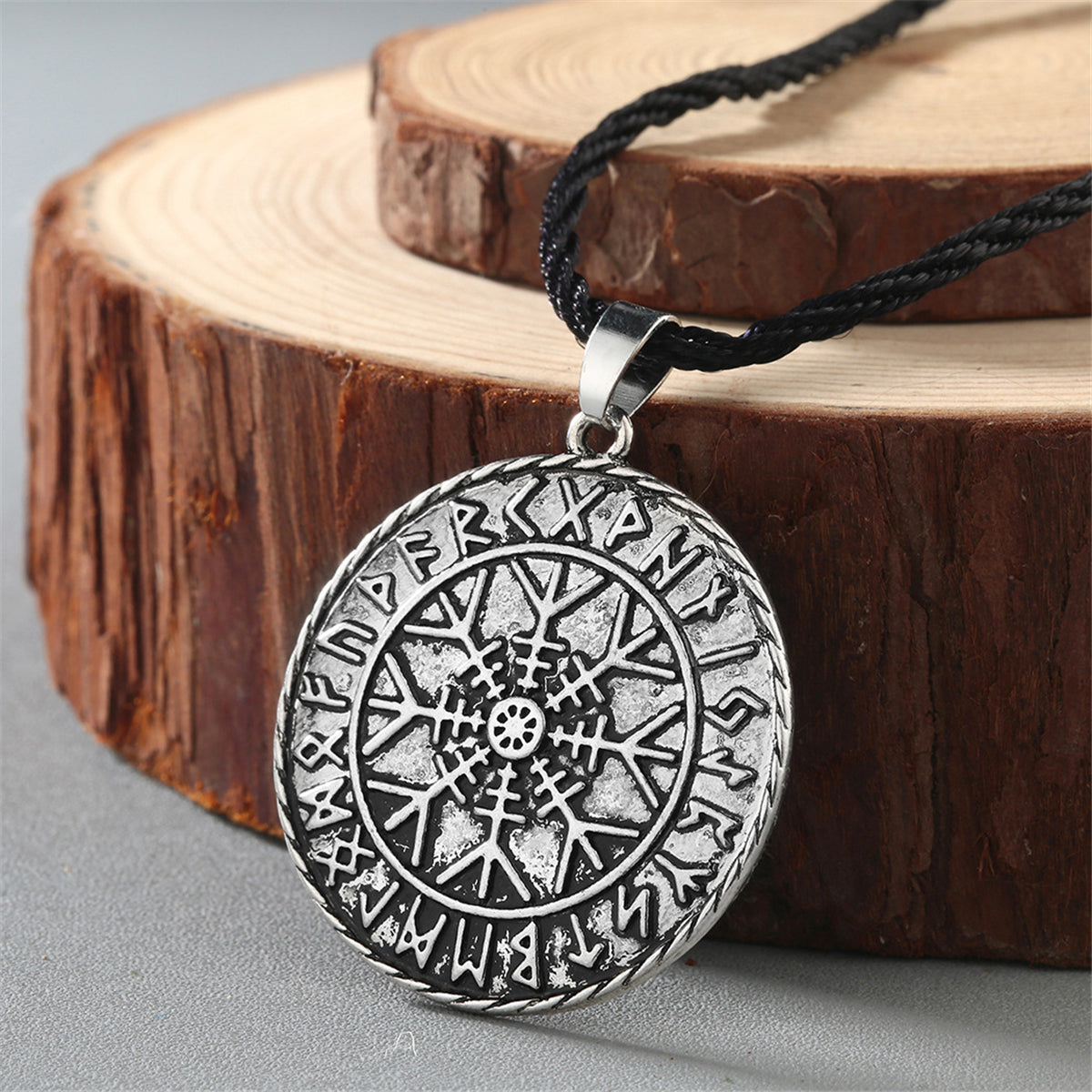 Silver-Plated Compass Pendant Necklace