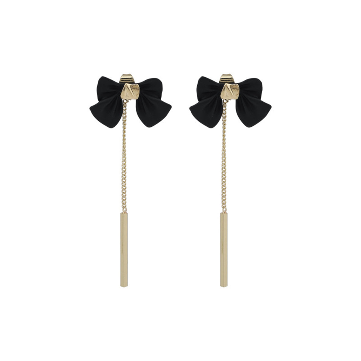 Black Enamel & 18K Gold-Plated Bow Ear Jackets