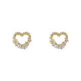 Pearl & Cubic Zirconia Openwork Floral Heart Stud Earrings