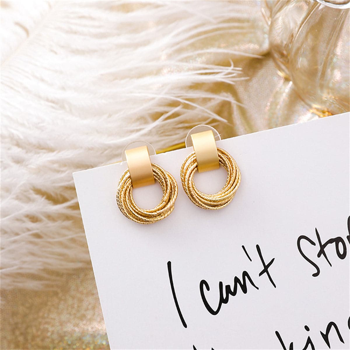 18K Gold-Plated Stacked Circle Drop Earrings, gold drop earrings for women, elegant gift for her, styled look