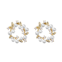 Pearl & Cubic Zirconia Botanical Wreath Stud Earrings