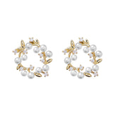 Pearl & Cubic Zirconia Botanical Wreath Stud Earrings