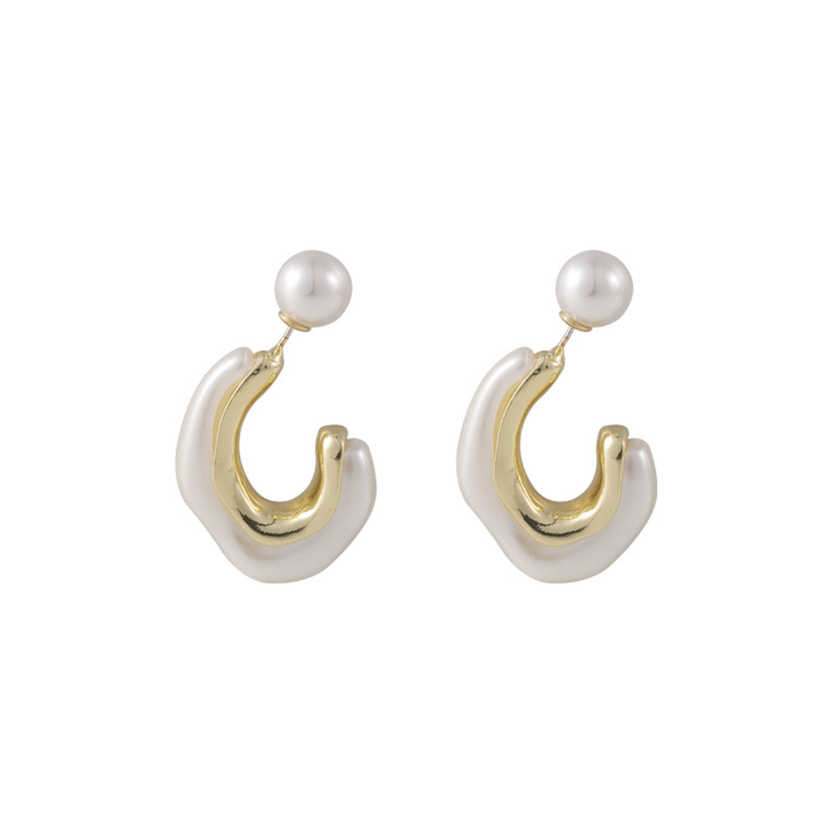 Pearl & 18K Gold-Plated Half-Hoop Ear Jackets