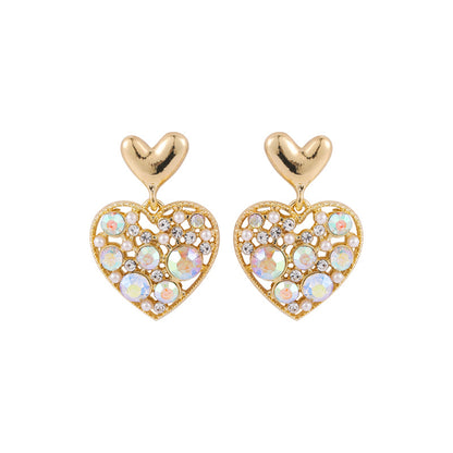 Cubic Zirconia and 18K Gold-Plated Heart Drop Earrings, gold drop earrings for women, everyday style, styled look