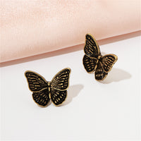 18k Gold-Plated Oxidized Butterfly Stud Earring