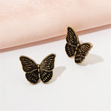 18k Gold-Plated Oxidized Butterfly Stud Earring