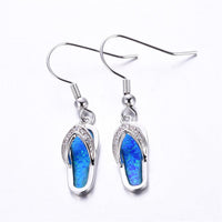 Blue Opal & cubic zirconia Flip-Flop Drop Earrings - streetregion