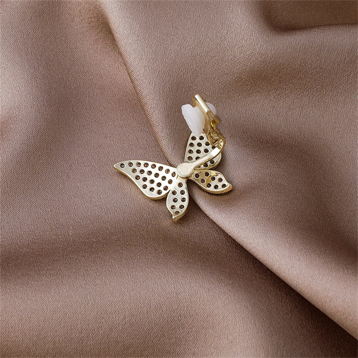 Cubic Zirconia & 18K Gold-Plated Butterfly Ear Cuffs