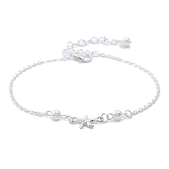 Pearl & Silver Plated Starfish Charm Anklet