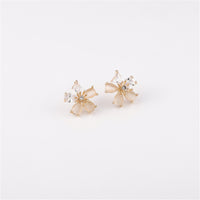 Crystal & Cats Eye Flower Stud Earrings