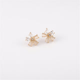 Crystal & Cats Eye Flower Stud Earrings