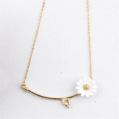 White Enamel & 18K Gold-Plated Daisy Pendant Necklace