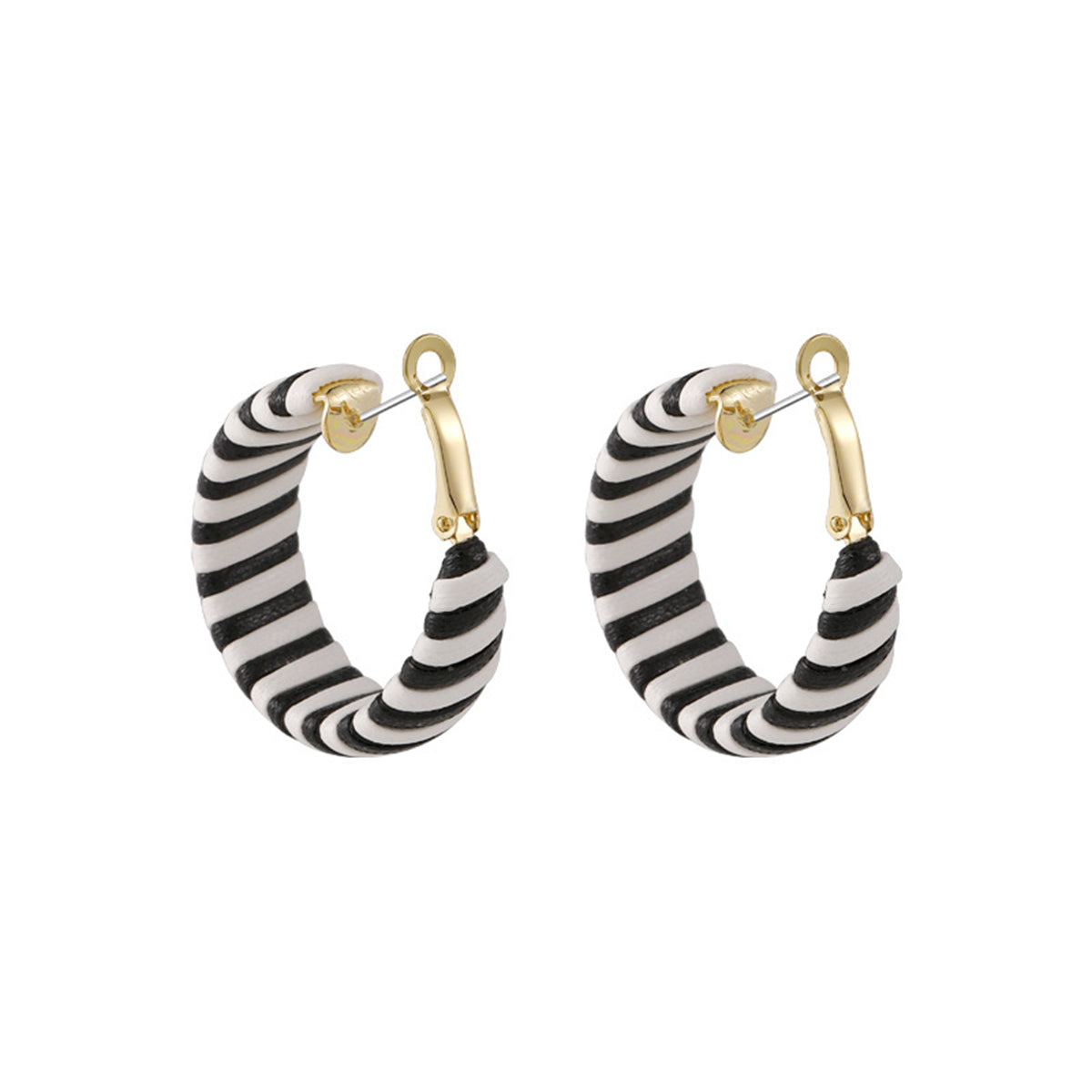 Polystyrene & 18K Gold-Plated Stripe Hoop Earrings