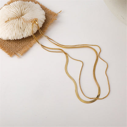 18K Gold-Plated Layered Chain Choker Necklace