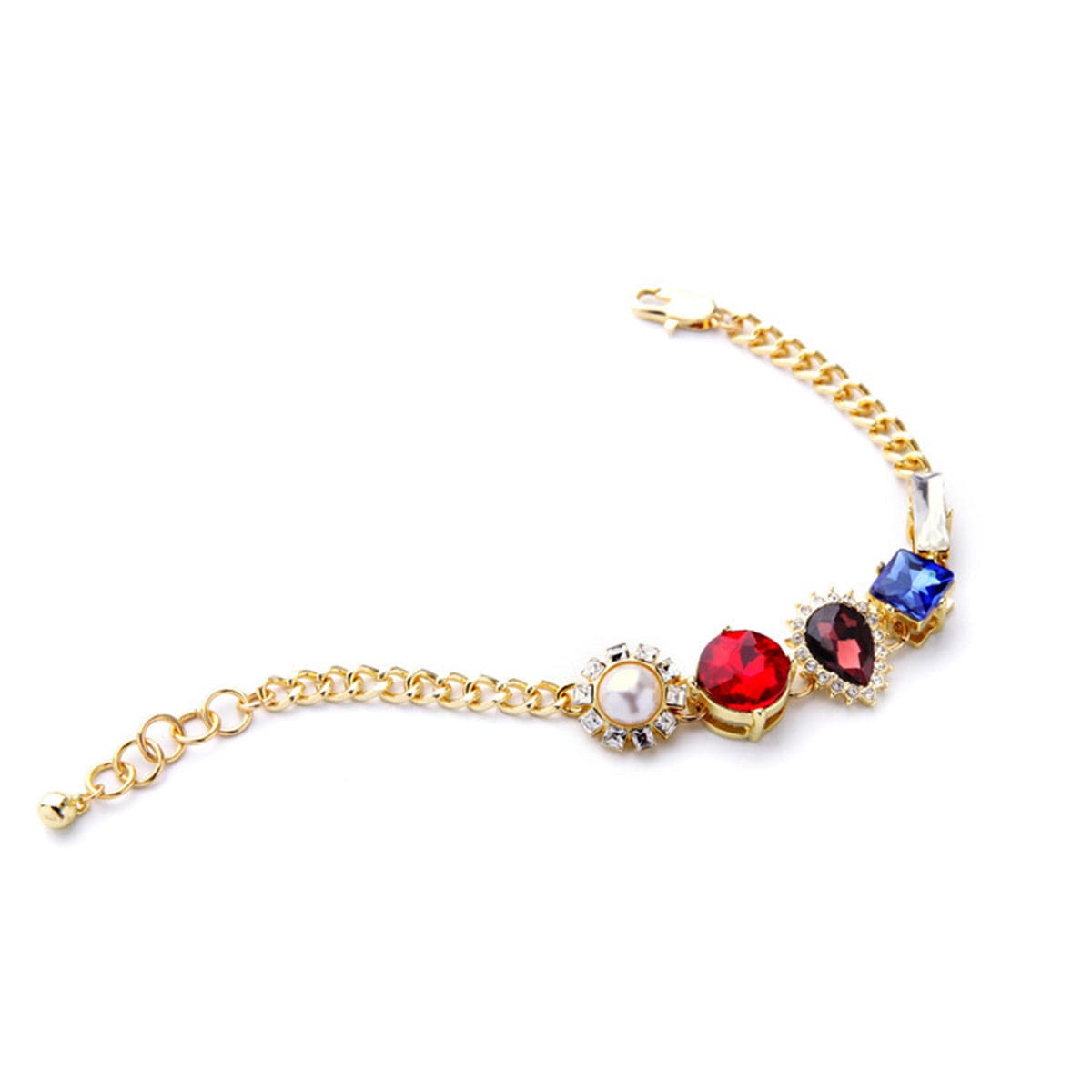 Red & 18K Gold-Plated Crystal Link Bracelet