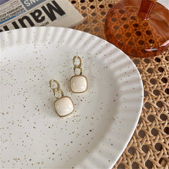 Cream Resin & 18K Gold-Plated Chain Square Drop Earrings