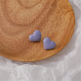 Blue Enamel Heart Stud Earrings