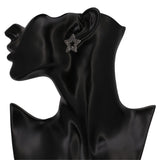 Black Cubic Zirconia & Silver-Plated Cutout Star Stud Earrings