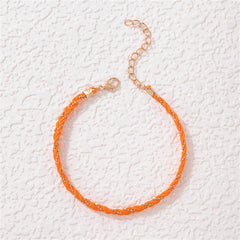 Orange Polyster & 18K Gold-Plated Braided Anklet